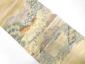 寺院風景模様織出し袋帯